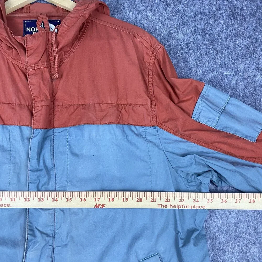 Vtg The North Face Men's Heritage Windbreaker Rust/Blue Colorblock Cotton Sz XL